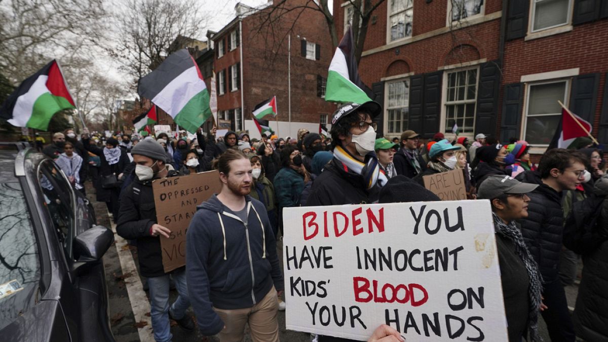 ABD'de düzenlenen Filistin yanlısı bir protesto