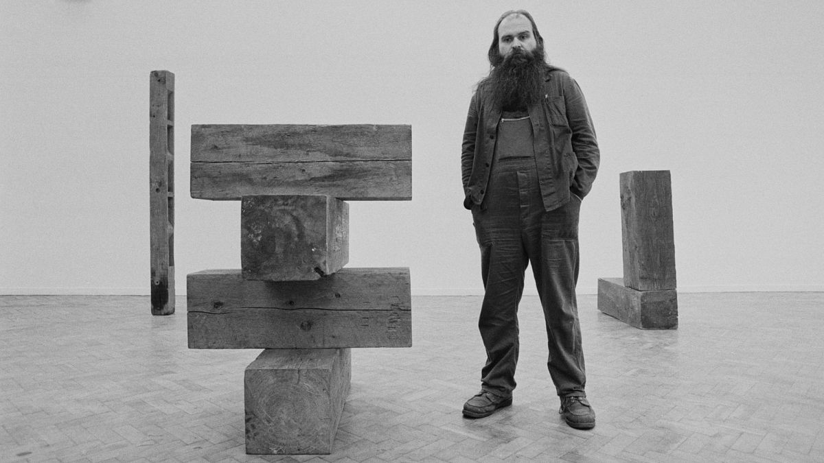 Carl Andre at the Whitechapel Gallery in London, 1978.