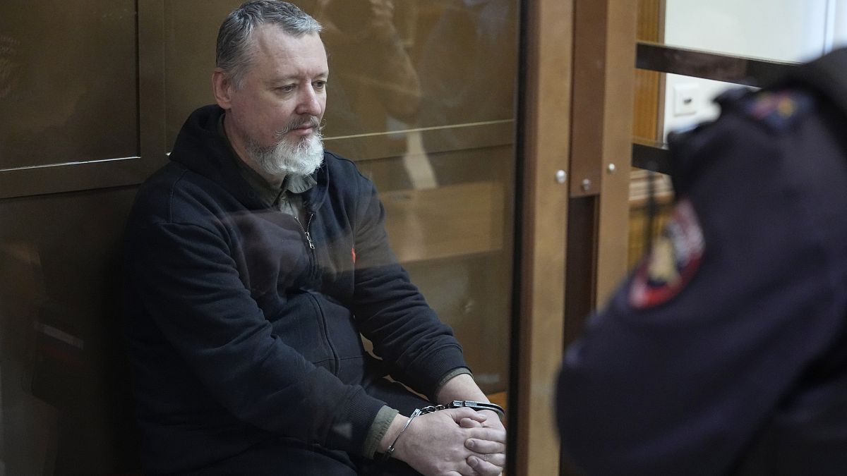 Igor Girkin, également connu sous le nom de Strelkov, ex-chef militaire des séparatistes de Donetsk, au tribunal municipal de Moscou, jeudi 25 janvier.