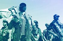 Des combattants houthis et des membres de tribus organisent un rassemblement contre les frappes américaines et britanniques sur les sites militaires gérés par les Houthis près de Sanaa, janvier 2024.