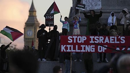 İngiltere'nin başkenti Londra'da İsrail'in Gazze'deki saldırılarına karşı protesto gösterisi