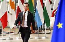 Sweden's Prime Minister Ulf Kristersson arrives for an EU summit in Brussels in 2022