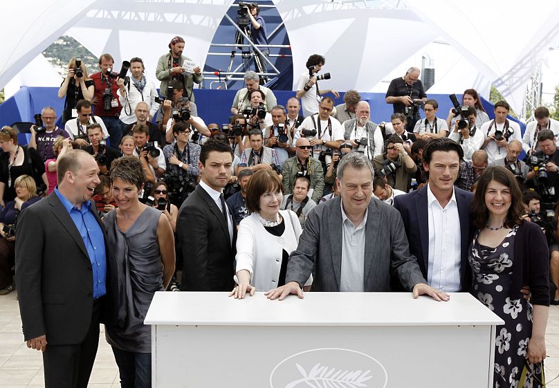 Posy Simmonds (middle) at the 2010 Cannes Film Festival for the premiere of 'Tamara Drewe'