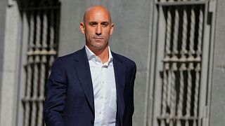 Former president of Spain's soccer federation Luis Rubiales arrives at the National Court in Madrid, Spain, Friday, Sept. 15, 2023