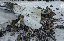 Un'immagine diffusa dal Comitato investigativo russo mostra i rottami dell'aereo precipitato