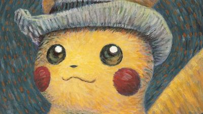 "Pikachu with Grey Felt Hat" by Naoyo Kimura, an illustrator of Pokemon trading cards since 2001