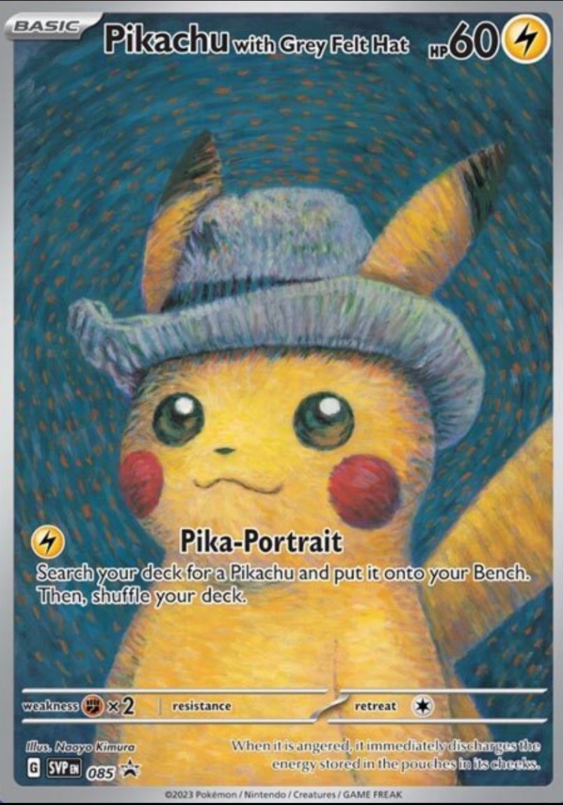 Pikachu inspired by Van Gogh's Self-Portrait with Grey Felt Hat by Naoyo Kimura