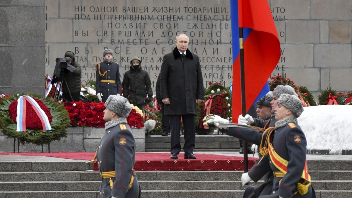Der russische Präsident Wladimir Putin bei der Veranstaltung zum 80. Jahrestag des Endes der Belagerung von Leningrad in St. Petersburg, 27. Januar 2024