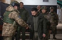 ولودیمیر زلنسکی در جمع نظامیان اوکراینی