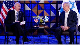 الرئيس الأمريكي جو بايدن ورئيس الوزراء الإسرائيلي بنيامين نتنياهو