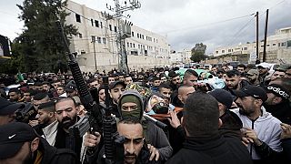 Похороны застреленных в больнице палестинцев 