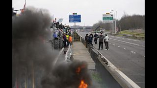 Blokád az A1-es autópályán Párizs közelében
