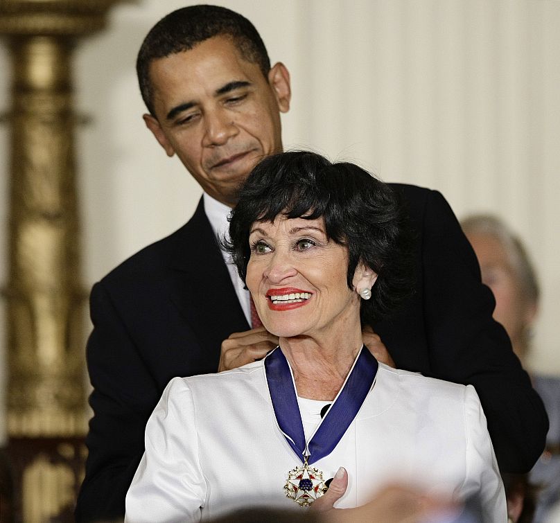 President Barack Obama presents the 2009 Presidential Medal of Freedom to Chita Rivera at the White House