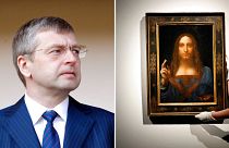 Russian billionaire Dmitry Rybolovlev (left),  Leonardo Da Vinci's "Salvator Mundi" painting (right). 