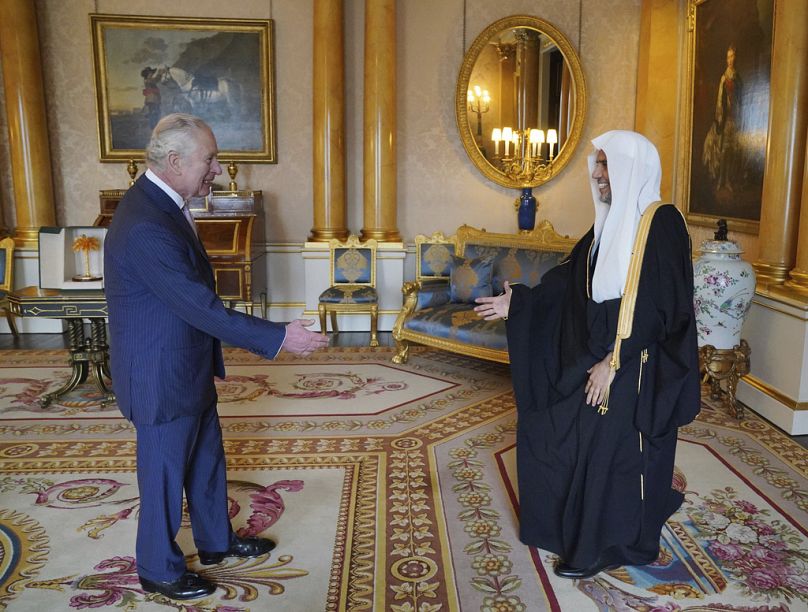 Britain's King Charles III receives Dr. Mohammed Al-Issa, Secretary General, Muslim World League, during an audience at Buckingham Palace, March 2023