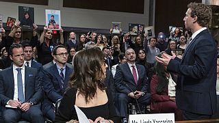 Meta CEO Mark Zuckerberg turns to address the audience during a Senate Judiciary Committee hearing on Capitol Hill in Washington, Wednesday, Jan. 31, 2024.