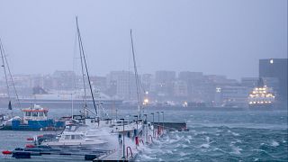 ميناء بودو بالنرويج خلال العاصفة