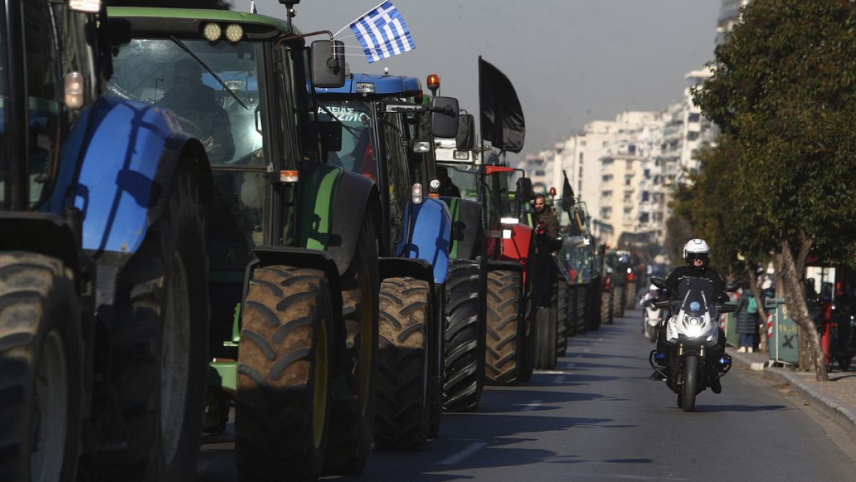 Протест греческих фермеров в Салониках