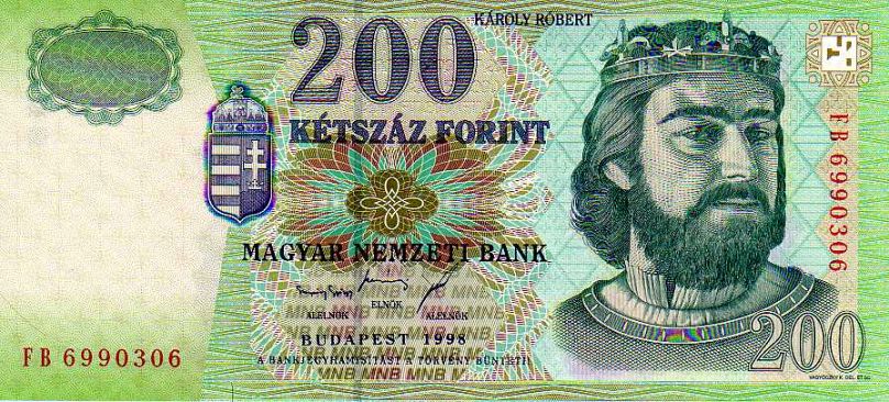 Károly Róbert arcképe a 200-as bankjegyen