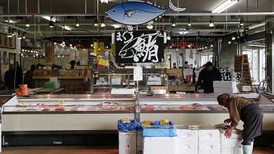 سوق السمك في إيواكي، محافظة فوكوشيما اليابان