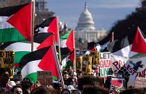��ظاهرة مؤيدة للفلسطينيين في العاصمة الأمريكية واشنطن