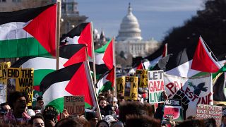 ��ظاهرة مؤيدة للفلسطينيين في العاصمة الأمريكية واشنطن