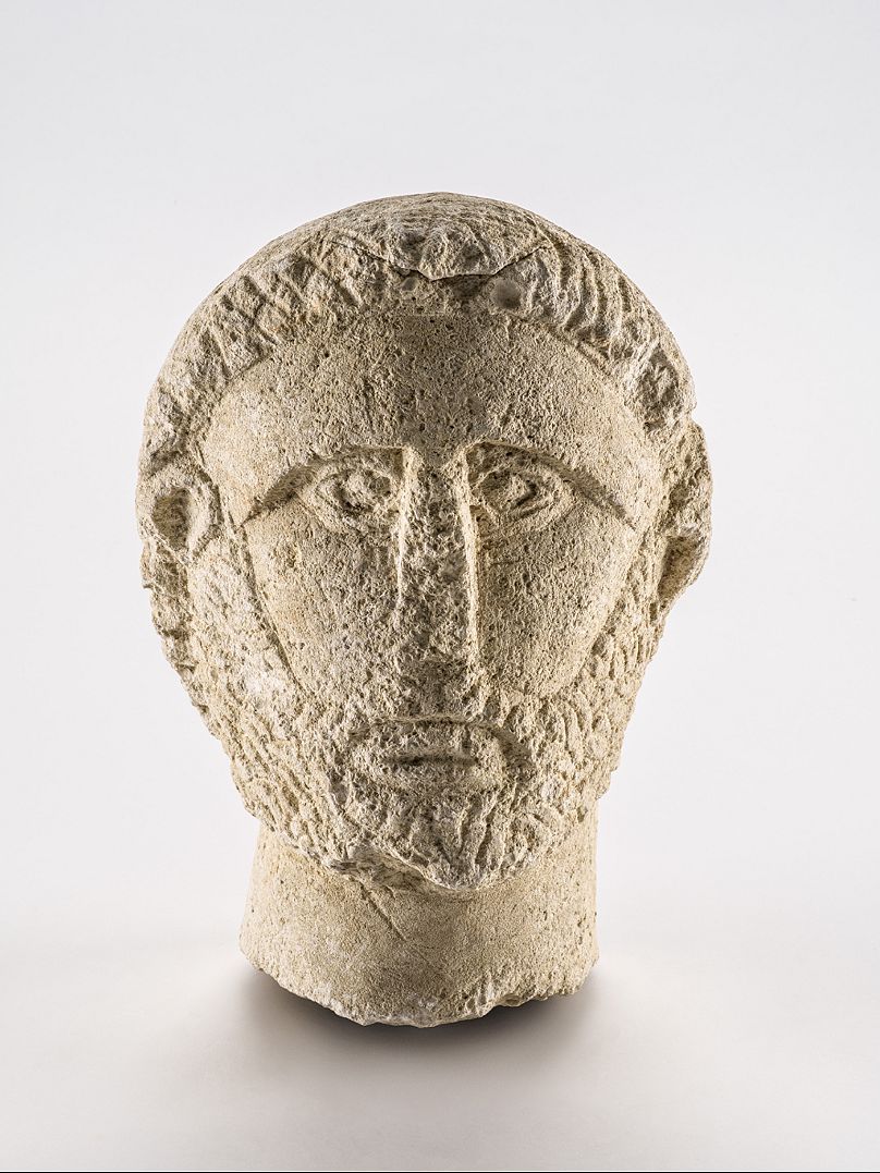 This Gallo-Roman-era limestone head is believed to be an ex-voto, or a votive offering to Seine goddess Sequana.