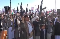 اليمنيون يتظاهرون في صنعاء. 2024/02/02
