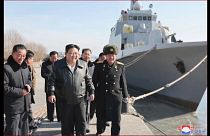 زعيم كوريا الشمالية كيم جونغ أون في في ميناء مدينة نامبو. 2024/02/02