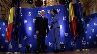 حاجا لحبیب وزیر امور خارجه بلژیک و جوزپ بورل مسئول سیاست خارجی اتحادیه اروپا