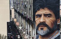  Wandgemälde von Maradona in San Giovanni a Teduccio, Neapel, Italien.