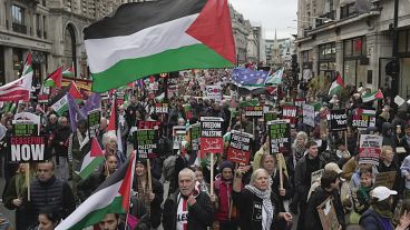 مظاهرة تندد بالحرب الإسرائيلية على قطاع غزة في لندن