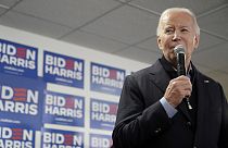Präsident Joe Biden spricht in seinem Wahlkampfhauptquartier in Wilmington, 3. Februar 2024.