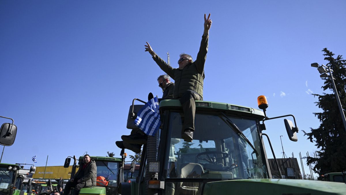 Le proteste degli agricoltori a Salonicco, in Grecia
