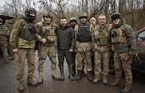 Zelenszkij elnök ukrán kommandósokkal Zaporizzsja körzetében, 2024 február
