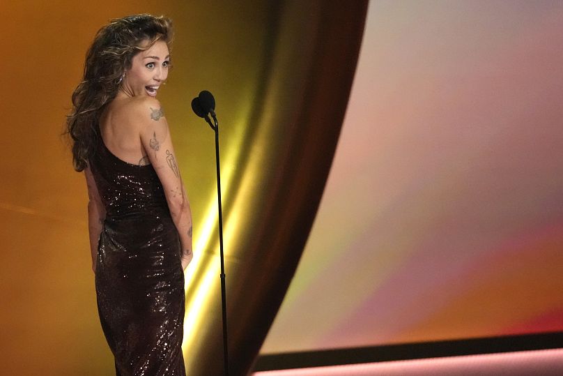 Miley winning her first Grammy