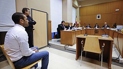 Imagen del exfutbolista Dani Alves en su juicio por agresión sexual.
