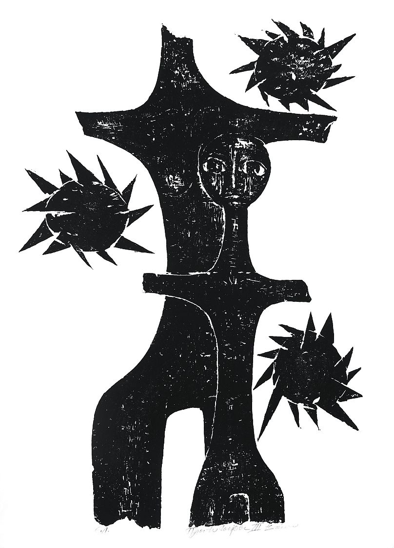Βάσω Κατράκη, Πλατυτέρα III, 1969, χάραξη σε πέτρα, 103 x 75 εκ, Συλλογή Μαριάννας Κατράκη