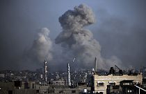 Smoke rises following Israeli bombardments in Khan Younis, southern Gaza Strip, Wednesday, Jan. 17, 2024. 