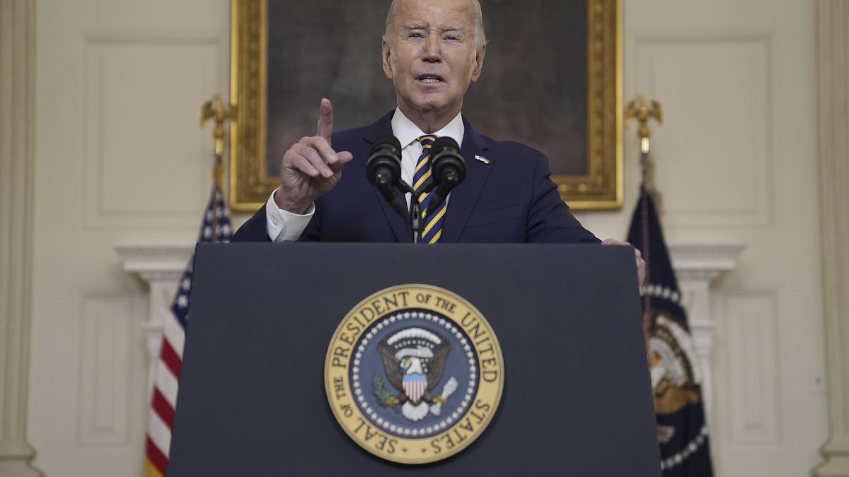 Le président américain Joe Biden prononce un discours sur la loi de finances supplémentaire d'urgence pour la sécurité nationale à la Maison-Blanche, mardi 6 février.