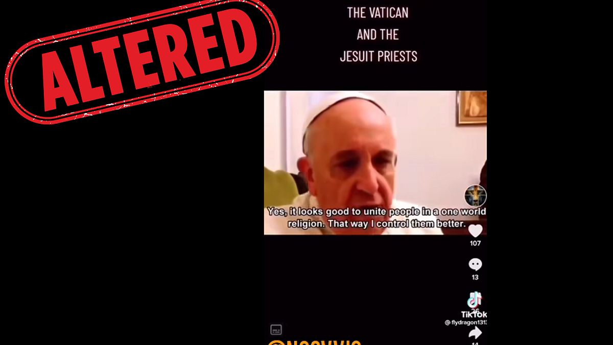Captura del vídeo manipulado del Papa
