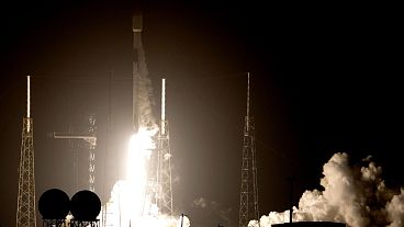 A SpaceX Falcon 9 rocket on NASA's PACE mission lifts off from Cape Canaveral Air Force Station in Cape Canaveral, Florida, 8 February 2024.