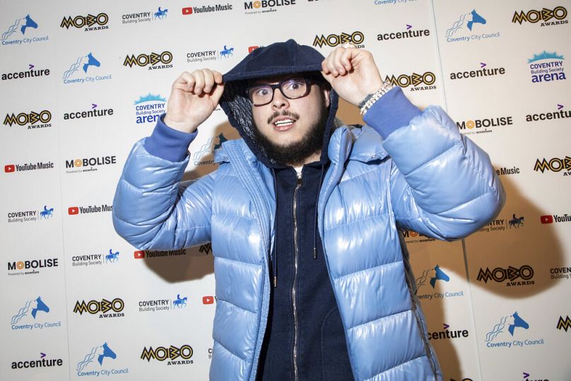 Potter Payper poses for photographers upon arrival at the MOBO Awards nominations launch in London, Thursday, November 11, 2021.
