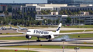 A Finnair Airbus A350 lands at Tampa International Airport, Tuesday, May 31, 2022, in Tampa, Fla. 