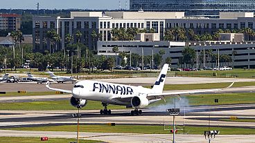 Ένα Airbus A350 της Finnair προσγειώνεται στο Διεθνές Αεροδρόμιο της Τάμπα, Τρίτη 31 Μαΐου 2022, στην Τάμπα της Φλόριντα. 