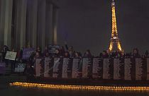 Captura de vídeo del acto de protesta el jueves por la noche en París