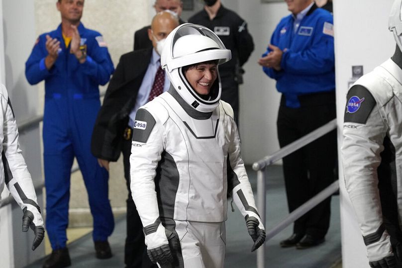 European Space Agency astronaut Samantha Cristoforetti, of Italy, at the Kennedy Space Center in Cape Canaveral, FL, April 2022