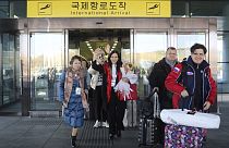 Eine Gruppe russischer Touristen ist zu einem Besichtigungs- und Skiausflug nach Nordkorea gereist. 