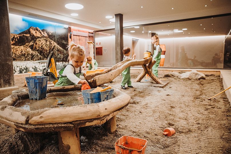 Kids can get messy in the resort's indoor mudroom
