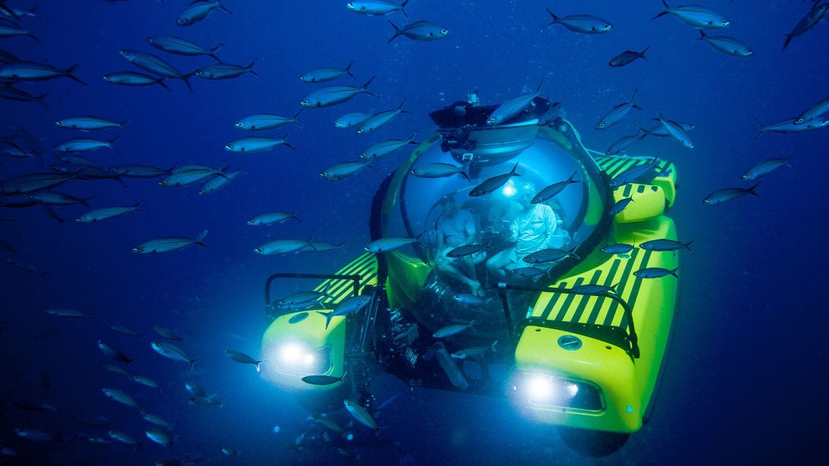 Прямая трансляция из Тиктока: С помощью двух подводных лодок-пузырей и лабораторий на борту OceanX хочет перенести чудеса морских глубин на наши экраны.